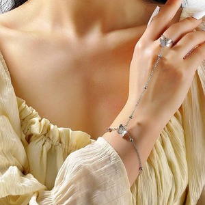 2024 Schakel Ketting Armband Koper Zirkoon Vlinder Kralen Vinger Ring Pols Ketting Slave Armbanden Parel Hand Ketting Armband - Product Image 3