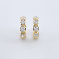 Orecchini a cerchio pendenti in oro giallo 18 carati con diamanti da laboratorio Hidden Galaxy Sparkle, orecchini a lobo, orecchini raffinati, orecchini alla moda