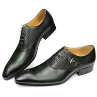 Sepatu Pria Model Brogue Kulit Asli Jahitan Tangan, Desain Renda Elegan, Cocok untuk Pernikahan, Acara Formal, dan Kasual, Ujung Runcing, Musim Gugur