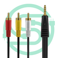 Câble audio vidéo stéréo 3,5 mm mâle vers 3 RCA mâle, adaptateur plaqué or, cordon AV pour appareil jack 3,5 mm vers téléviseur RCA