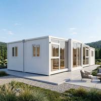 Maison préfabriquée extensible de 20 pieds, 38 m², 2 chambres, mur-rideau en verre, porte de sécurité pour bureau, villa, location
