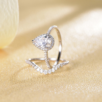 Ensemble de 2 bagues empilables Kirin en argent 925 plaqué rhodium avec moissanite GH 0,22 carat, résistantes à la décoloration, bijoux fins tendance pour femmes, OEM ODM