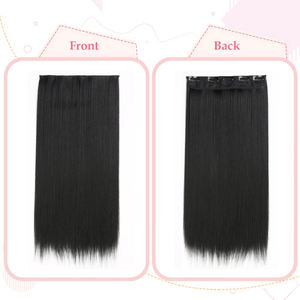 Extensiones de cabello con Clip para mujer, postizo largo recto, extensión de cabello de 24 pulgadas, una pieza, 5 Clips, extensiones de cabello largo y recto - Product Image 4