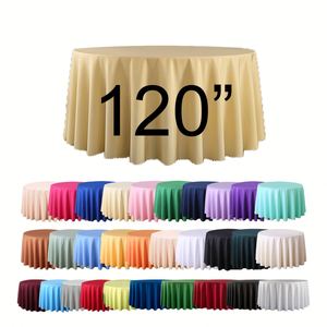 Mantel Redondo Dorado de 180 Gsm, Tela de Poliéster, Mantel Elegante de 120 Pulgadas para Eventos y Bodas - Product Image 1