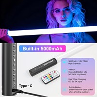 Lampu LED RGB Tube Bar 2-Pack 5W 90cm (3Ft) dengan Remote Control 2.4G, Baterai 5000mAh, dan Stand untuk Fotografi & Tari