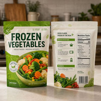 Sachet d'emballage alimentaire en plastique de qualité alimentaire, imprimé sur mesure, pour légumes et fruits surgelés, idéal pour les frites, les crevettes et les fruits de mer.