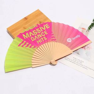 Custom Designed 23cm Wooden Folding Hand Fan Durable Fabric with Model Pattern for Business & Promotional <b>Gifts</b> - Product Image 5