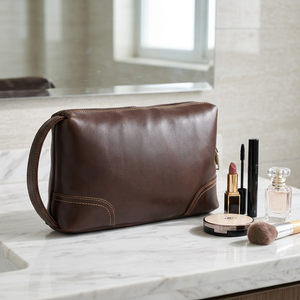 Full Grain <b>Leather</b> Travel Pouch Vintage Zipper Clutch <b>Bag</b> Portable Organizer Case for Men <b>Small</b> <b>Bag</b> for women Cosmetic <b>Bag</b> - Product Image 2