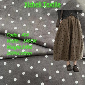 Tessuto di velluto a coste stampato a pois di cotone 100% di alta qualità all'ingrosso personalizzato per t-shirt - Product Image 6