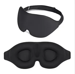 Masque de soins des yeux pour dormir, Logo personnalisé 3D, noir, en mousse à mémoire de forme, masque de sommeil