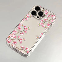 Étui de téléphone magnifique à motif de fleurs de cerisier roses, coque intégrale avec découpes précises pour iPhone 17 Pro Max, 16, 15, 14, 13, XS