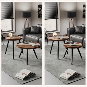 Set di 2 Tavolini da Caffè Moderni Stile Mid-Century con Facile Montaggio, Finitura Noce per Soggiorno, Arredamento <span class=keywords><strong>Casa</strong></span>, Spazi Piccoli - Product Image 4