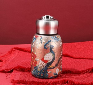 Vaso Térmico de Bolsillo Estilo Chino, Acero Inoxidable 316, Estampado de Pavo Real y Mariposa, Taza de Viaje, Termo Aislado al Vacío para Bebidas Calientes y Frías - Product Image 3