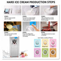 Mesin Es Krim Komersial Baru dari Stainless Steel, 3 Rasa, Es Krim Keras & Lembut, Susu & Air, Tipe Lantai, Dijual