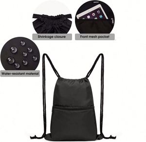 กระเป๋าเป้สะพายหลังกันน้ำคุณภาพสูงสำหรับกีฬา ฟิตเนส และการเดินทาง พร้อมโลโก้แบบกำหนดเอง  กระเป๋าแบบเชือกรูดโพลีเอสเตอร์ 210d ราคาประหยัด - Product Image 2