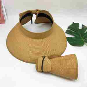 <b>Women</b> Large Floppy Visor <b>Hat</b> Foldable Boho Wide Brim <b>Straw</b> <b>Hat</b> Summer Beach Bowknot Sunscreen Caps Roll up Empty Top - Product Image 3