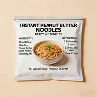 Nouilles Udon Cuites Assaisonnées au Beurre de Cacahuète Naturel, Faible Teneur en Sodium, Sans Sucre, Emballage en Boîte/Vrac Sain