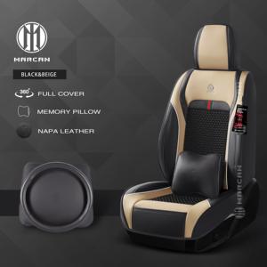 ปลอกหุ้มเบาะรถยนต์ MARCAN รุ่น Luxury PU ดีไซน์สปอร์ต รักษาสิ่งแวดล้อม ครอบคลุมเต็มรูปแบบ 360 องศา ใช้ได้กับรถยนต์ทั่วไป สีเบจ+น้ำตาล ระบายอากาศได้ดี - Product Image 5