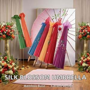 Parapluie en soie pour femme 82/84 cm, motif fleurs de cerisier japonaises, danse ancienne, parapluie décoratif en papier huilé chinois, art populaire sculpté - Product Image 2