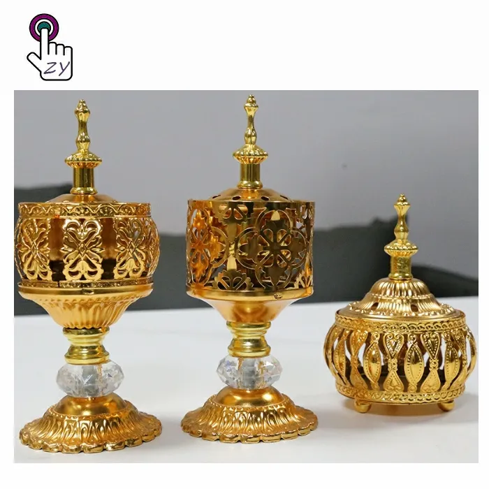 Ả Rập phong cách Vàng colour xách tay kim loại nóng chảy sáp dầu Burner điện hương Burner