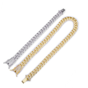 สร้อยเงินแท้ 925 แบบโซ่คิวบันประดับเพชรคิวบิกเซอร์โคเนียเม็ดเดียว - Product Image 2