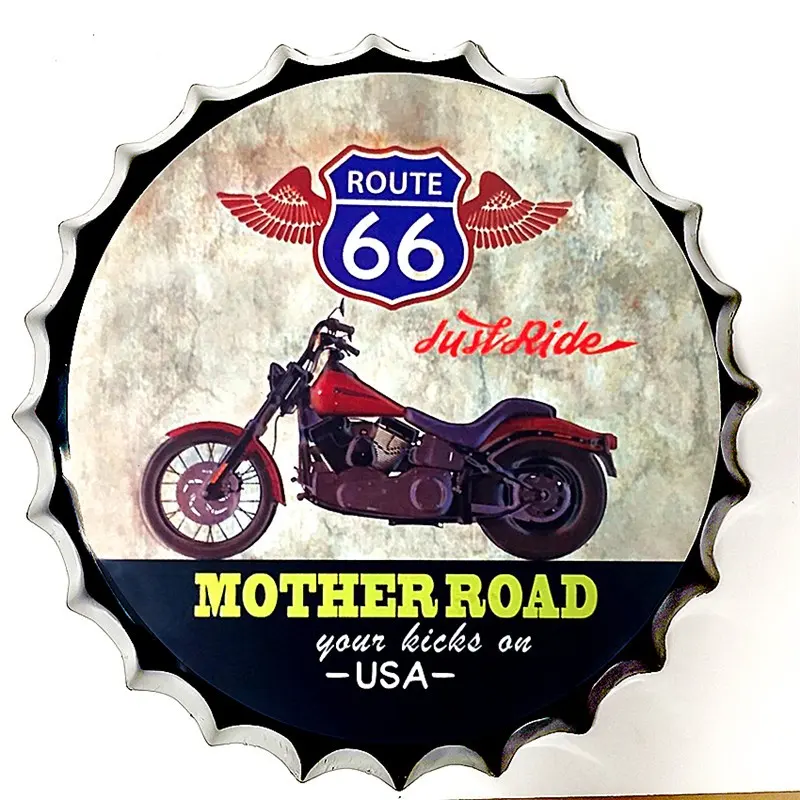 Vintage Motorcycle Bottle Cap Tin Wall Metal Art Signs for Man Cave Decoration