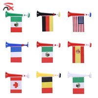 Trompette de supporter personnalisée 2026 avec logo et drapeau national, en plastique, design Mexique Brésil, pour fêtes et activités sportives
