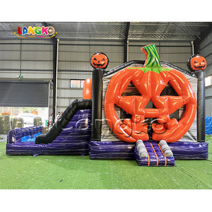 Château gonflable commercial à thème Halloween « Trick or Treat » avec motif citrouille et lune, à <span class=keywords><strong>vendre</strong></span> - Product Image 1