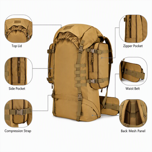 Sac à dos tactique LUPU 100L, sac de randonnée imperméable, sac de trekking pour le camping en plein air, grande capacité, sac à dos de voyage unisexe - Product Image 3