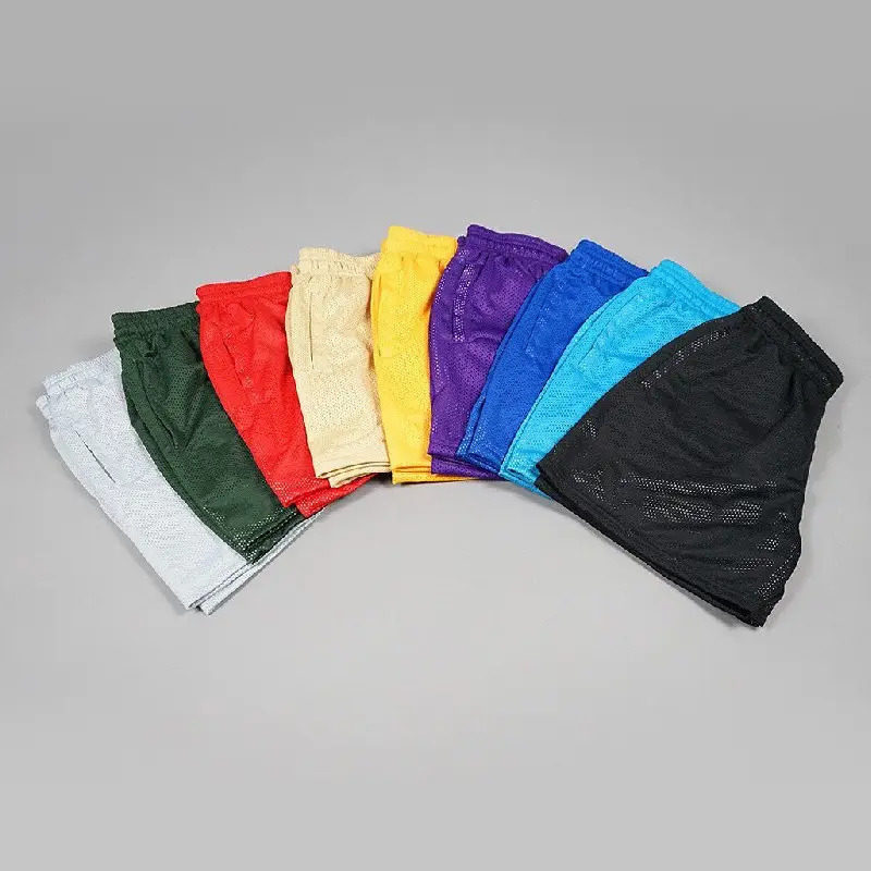 Pantalones cortos de malla para hombre, ropa de verano con logotipo personalizado, de poliéster, sublimación, Color sólido, secado rápido, de una sola capa, OEM