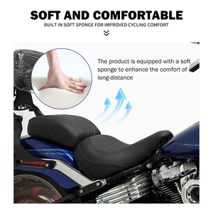 Asiento de Motocicleta para Conductor y Pasajero, 2 Plazas, Negro/Azul/Blanco/Rojo, para Harley Softail Fat Boy FLFB FLFBS 18-Up Breakout <span class=keywords><strong>FXBR</strong></span> 23-Up - Product Image 4