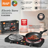 RAF R.8020BB Réchaud Électrique Portable à 2 Feux Noir pour Usage Domestique avec Contrôle de la Température