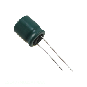 Distribuidor Autorizado, Condensador CAP ALUM 470UF 20% 35V RADIAL TH 470 uF de Orificio Pasante ESC477M035AH4AA - Product Image 1