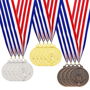 Logotipo personalizado Medallas de premio de metal de 2 "Cinta Lisa Cinta de grogrén de 1er y 3er lugar para la competencia escolar de Medallas - Product Image 1