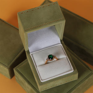 Boîte d'emballage <span class=keywords><strong>de</strong></span> bijoux en fibre <span class=keywords><strong>de</strong></span> luxe SIFO en gros, boîte cadeau personnalisée avec logo, bracelet, collier, bague, boîte à bijoux en velours vert - Product Image 3