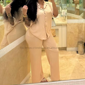African Women's Casual Loose Short Sleeve Cardigan Shirt <b>Pants</b> 2 Piece Set Fashion - Product Image 2