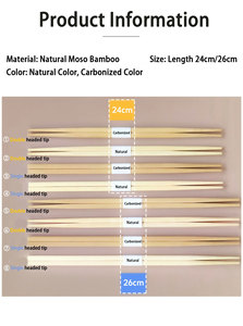 <span class=keywords><strong>Palillos</strong></span> <span class=keywords><strong>de</strong></span> Bambú Duraderos <span class=keywords><strong>de</strong></span> 9.5 Pulgadas con Banda <span class=keywords><strong>de</strong></span> Papel Marrón, Diseño Sólido, Calidad Premium para Cafés, Restaurantes, Sushi - Product Image 2
