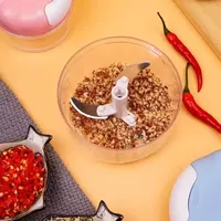 Hache-légumes manuel à cordon |   Mini hachoir à ail avec lames en acier inoxydable |   Coupe-légumes pratique pour la cuisine