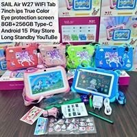 Tablette Sail Air W27 la plus récente, 7 pouces, Android 15, tablette pour enfants résistante aux chocs, Wifi, 8+256G, tablette pour enfants avec Play Store, application éducative