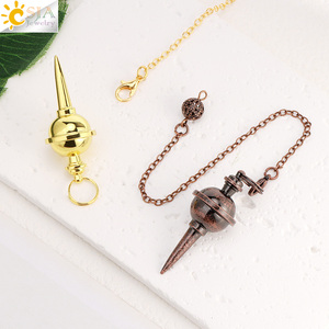 CSJA Pendule antique plaqué or et argent pour <span class=keywords><strong>radiesthésie</strong></span> Pendule en métal et cuivre Reiki Pendulo de guérison Ornement de maison T027 - Product Image 4