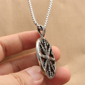 European American Style <b>Titanium</b> Steel Ritual Disc Pendant Geometric Men's Necklace Everyday Wear - Product Image 3