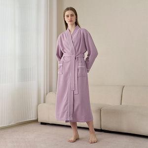 Peignoir en molleton pour hôtel et spa, vente en gros toute l'été, hommes, femmes, couples, manches longues, léger, peignoir gaufré unisexe, pyjama, logo personnalisé - Product Image 2