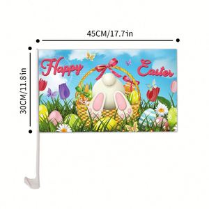 Bandera para Ventana de Coche con Tema de Conejito de Pascua, 12x18 Pulgadas, Logotipo Personalizado, Precio Económico - Product Image 3
