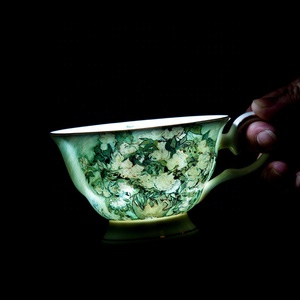 Van Gogh Oil Painting White Rose Gold Edge Kitchen Accessories Ceramic Coffee <b>Tea</b> <b>Set</b> - Product Image 6