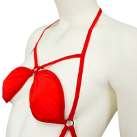 Bikini string rouge à nouer sur le côté du bas ouvert sexy pour femme