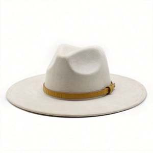 Sombrero Fedora de Gamuza con Correa de Cuero, Colorido, con Forma de Corazón de Durazno, para Hombre y Mujer, Ala Ancha, Estilo Jazz - Product Image 1