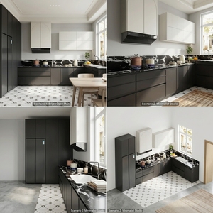 Cuisine Moderne MALIO |   Meubles <span class=keywords><strong>de</strong></span> cuisine noir mat |   Marbre Nero Marquina |   Capot Arqué |   Appareils électroménagers <span class=keywords><strong>SMEG</strong></span> |   Conception 3D Gratuite - Product Image 5