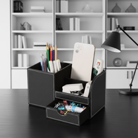 Organisateur de bureau LOWO, boîte de rangement multifonction en cuir PU pour fournitures de bureau, stylos/crayons, petite boîte de rangement pour salle de bain/chambre