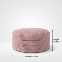 Pouf de sol rond multifonctionnel en velours côtelé, pour rangement de jouets et vêtements, non rembourré, avec housse lavable