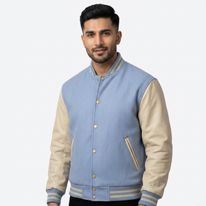 Custom Canvas Varsity Jacket for <b>Men</b> Front Embroidery Premium Quality Wholesale Price Hot Sale - Product Image 1